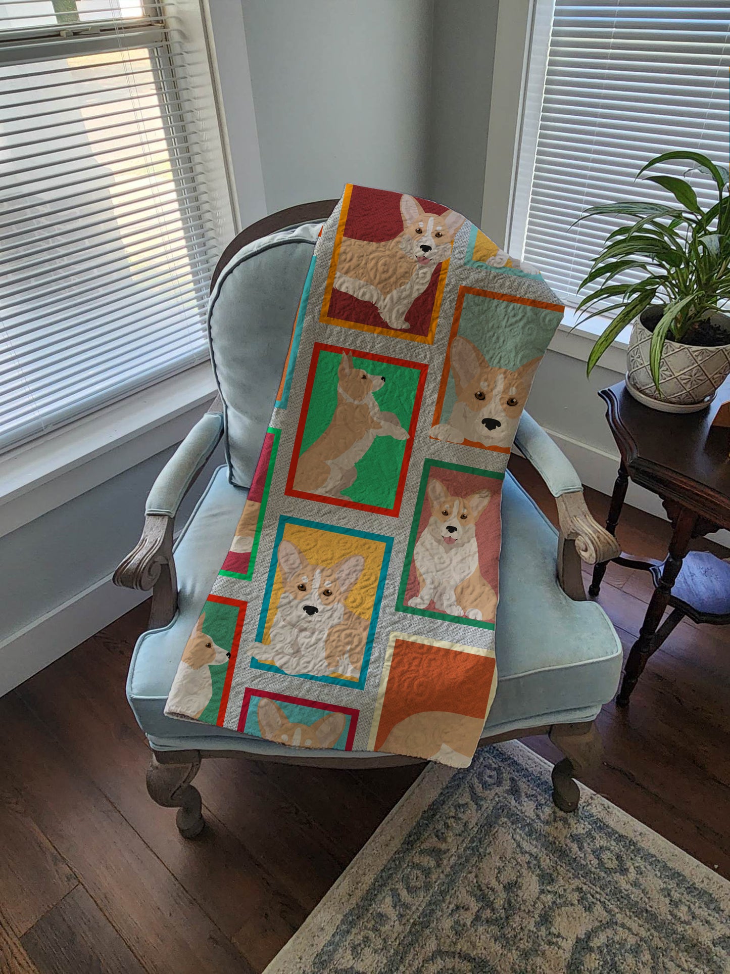 Lots of Fawn Cardigan Corgi Quilted Blanket 50x60