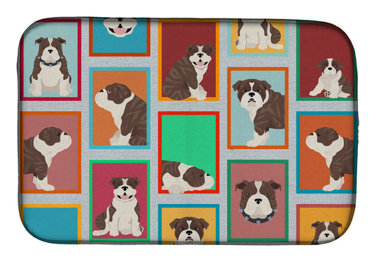 Buy this Lots of Brindle English Bulldog Dish Drying Mat