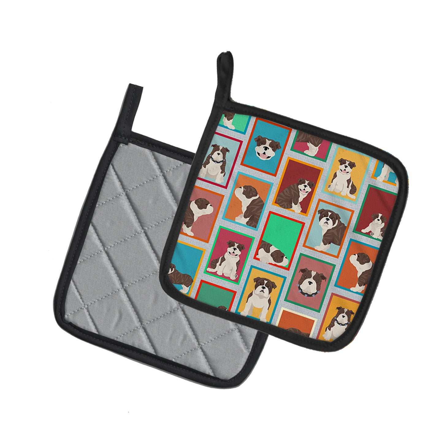 Lots of Brindle English Bulldog Pair of Pot Holders