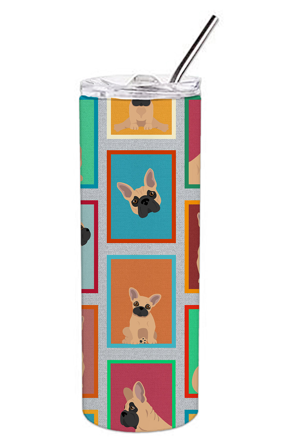Lots of Fawn French Bulldog Stainless Steel Skinny Tumbler