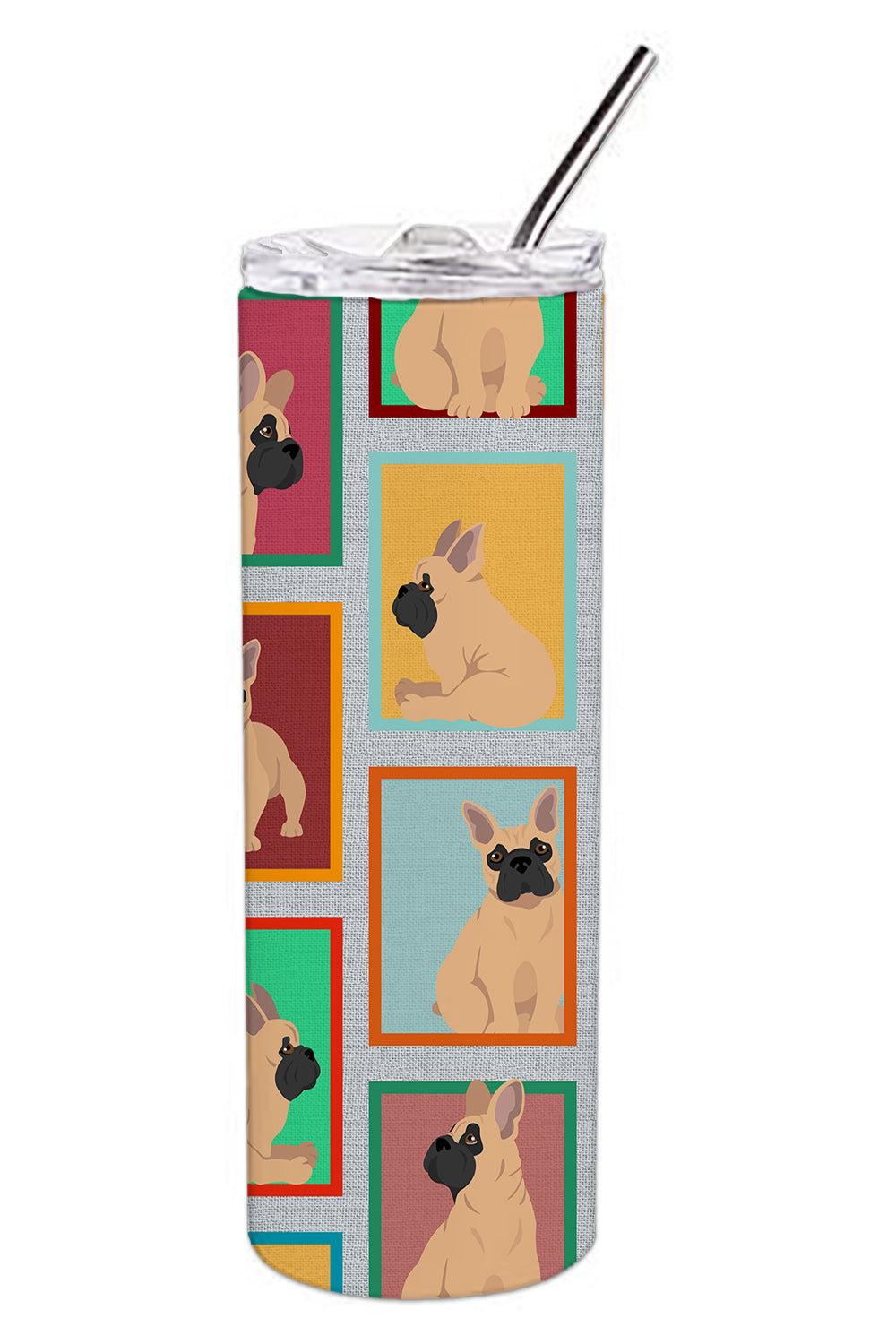 Lots of Fawn French Bulldog Stainless Steel Skinny Tumbler
