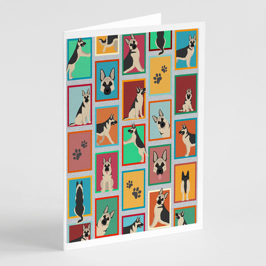Buy this Lots of Black and Silver German Shepherd Greeting Cards Pack of 8