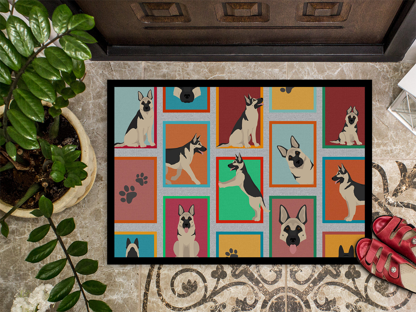 Lots of Black and Silver German Shepherd Doormat