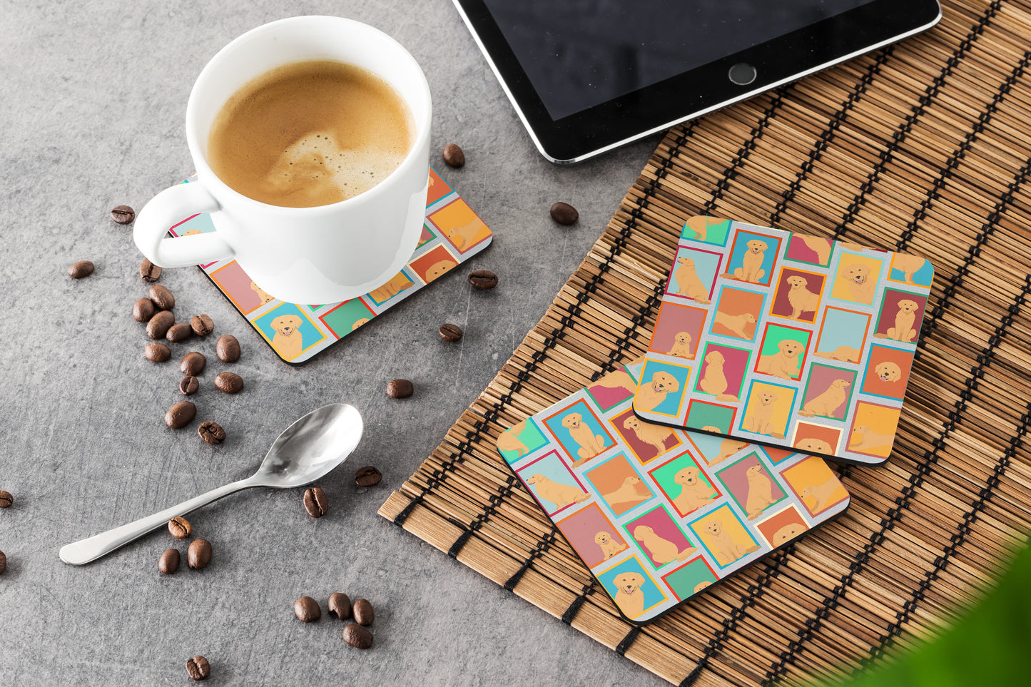 Lots of Golden Retriever Foam Coasters