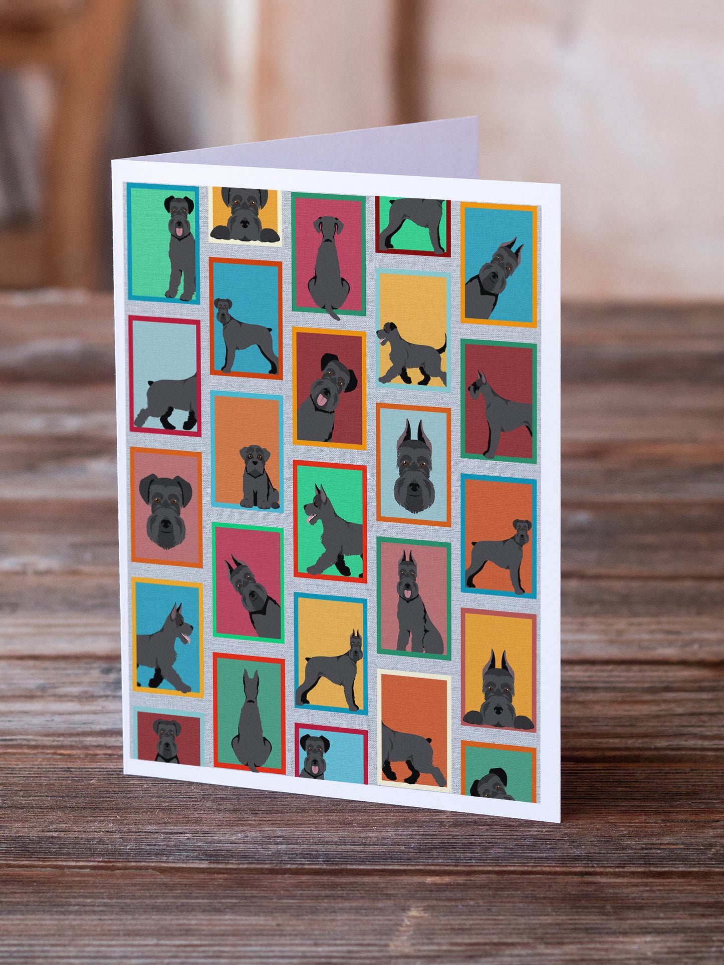 Lots of Black Schnauzer Greeting Cards Pack of 8