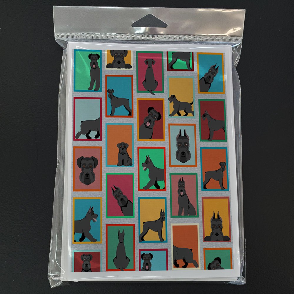 Lots of Black Schnauzer Greeting Cards Pack of 8