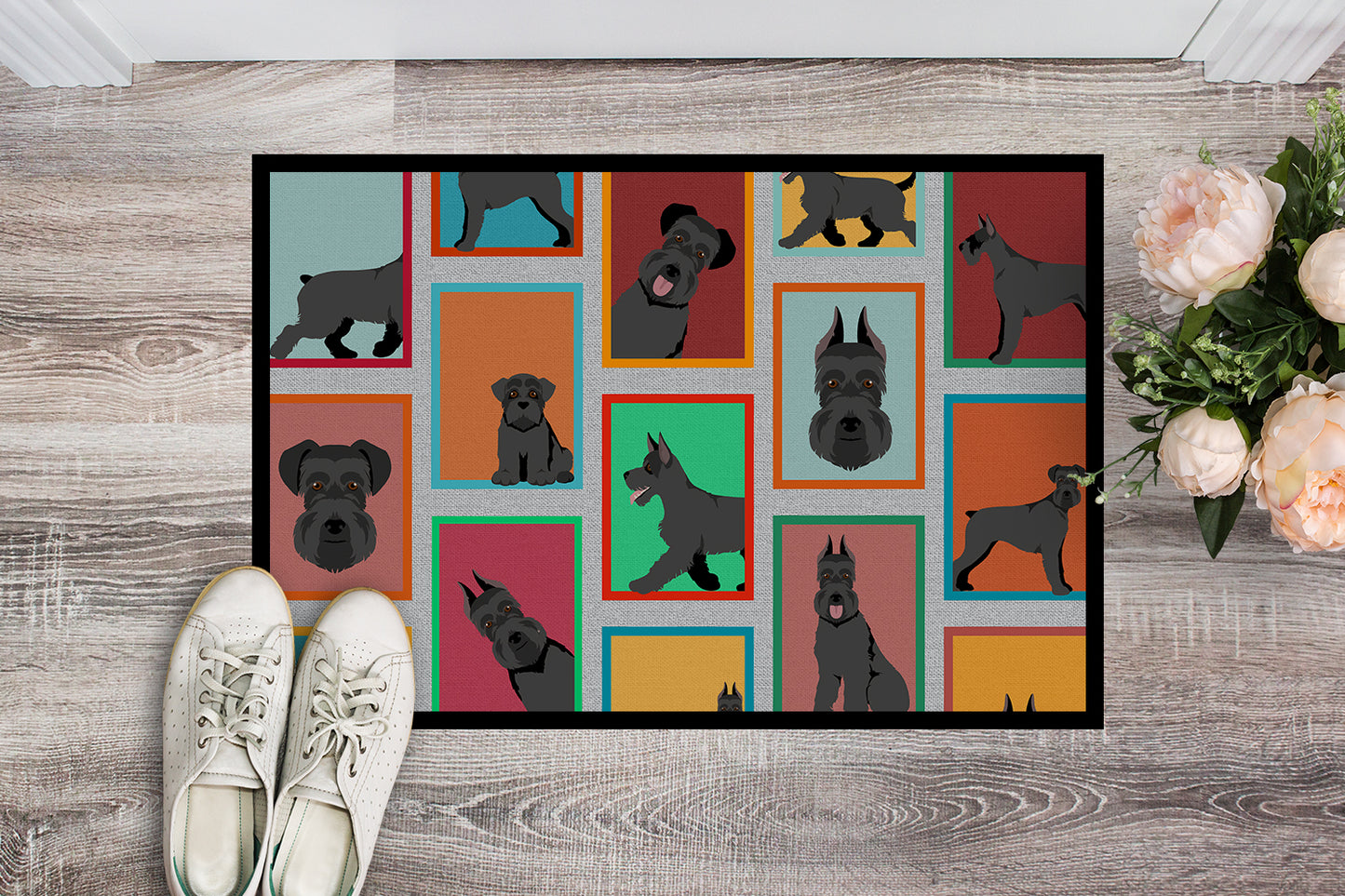 Lots of Black Schnauzer Doormat