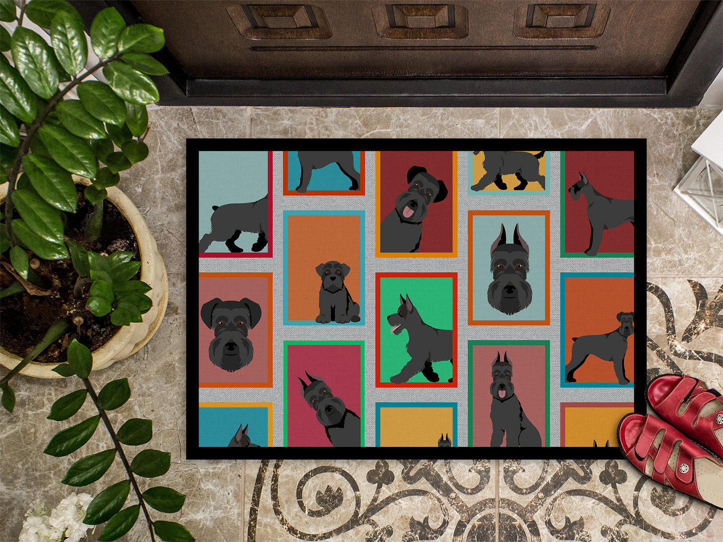 Lots of Black Schnauzer Doormat