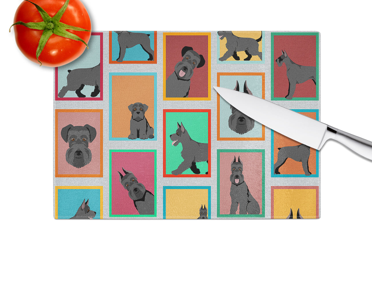 Lots of Black Schnauzer Glass Cutting Board