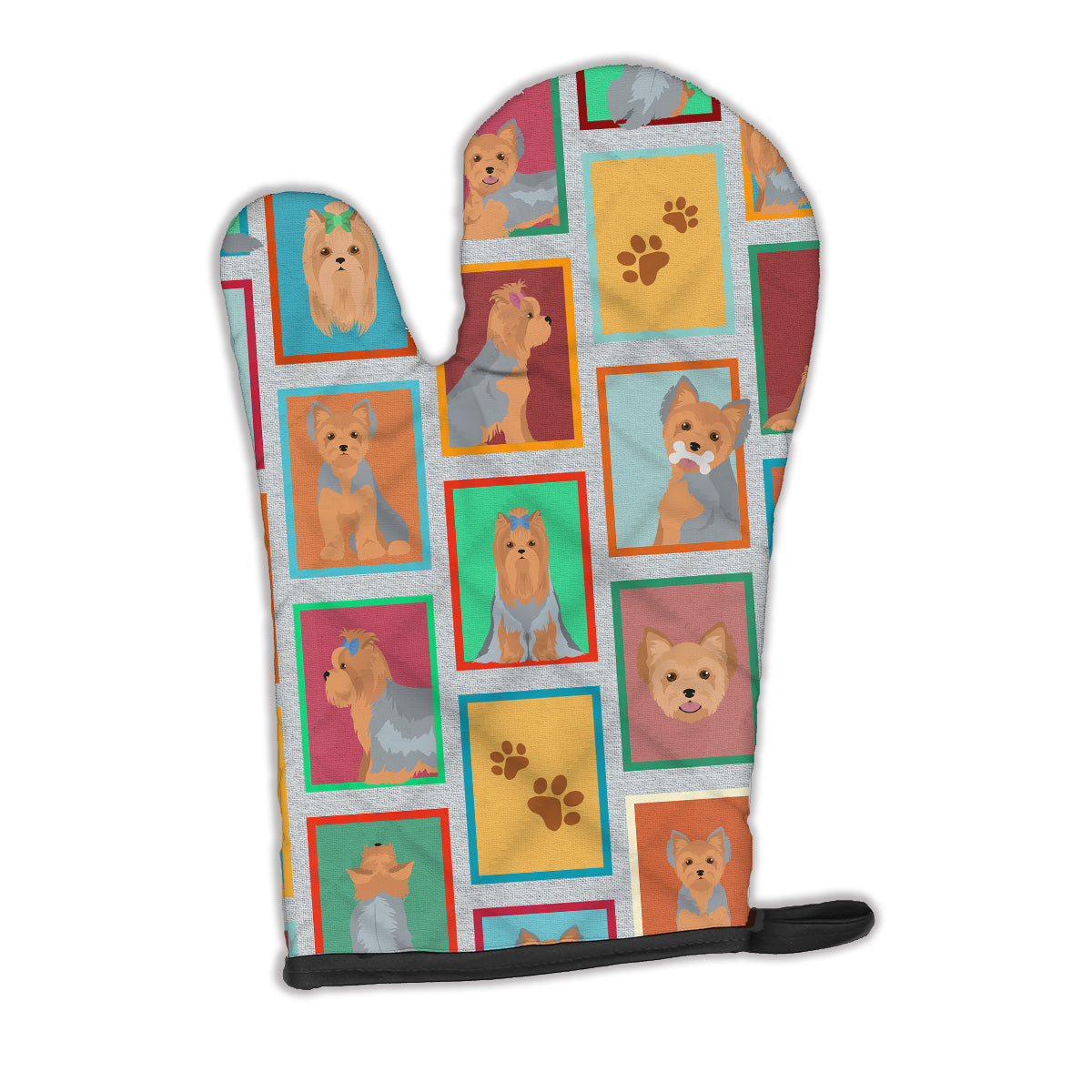 Buy this Lots of Blue and Tan Yorkie Oven Mitt