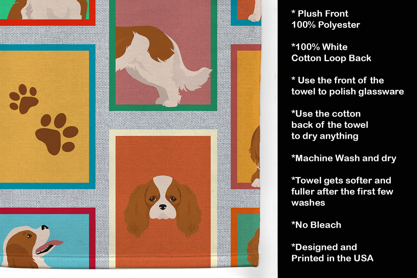 Lots of Blenheim Cavalier Spaniel Kitchen Towel