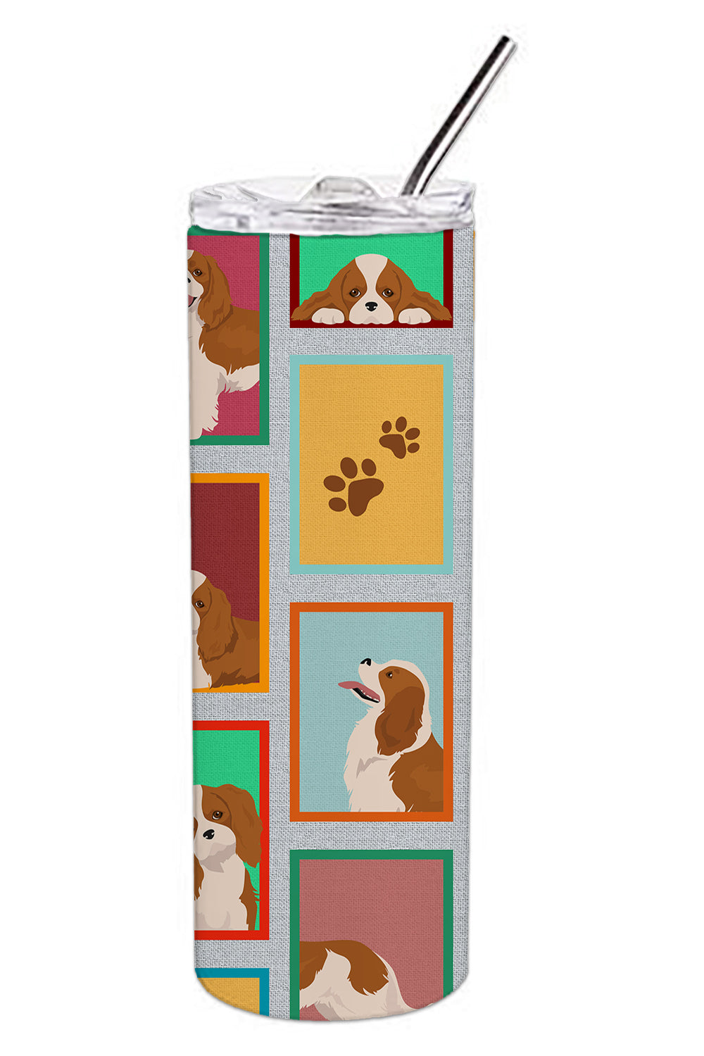 Lots of Blenheim Cavalier Spaniel Stainless Steel Skinny Tumbler