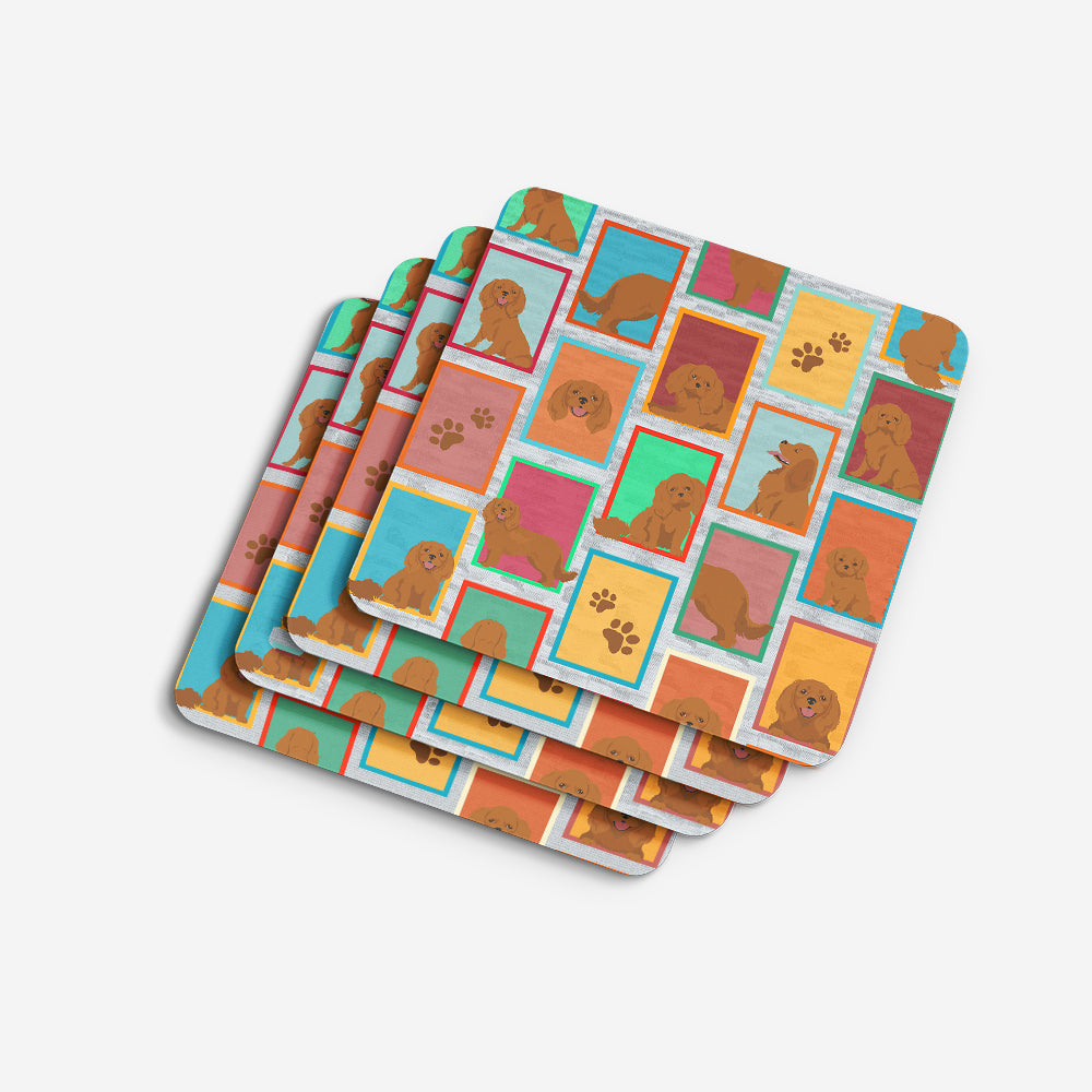 Lots of Ruby Cavalier Spaniel Foam Coasters