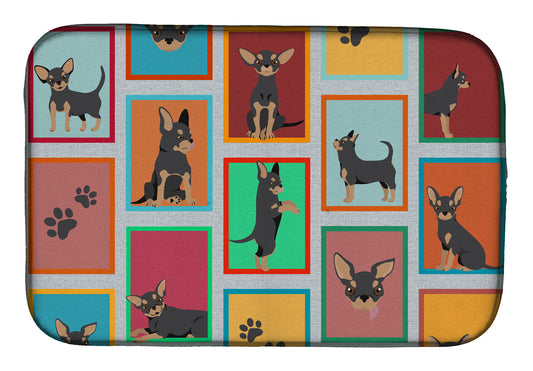 Buy this Lots of Black and Tan Chihuahua Dish Drying Mat