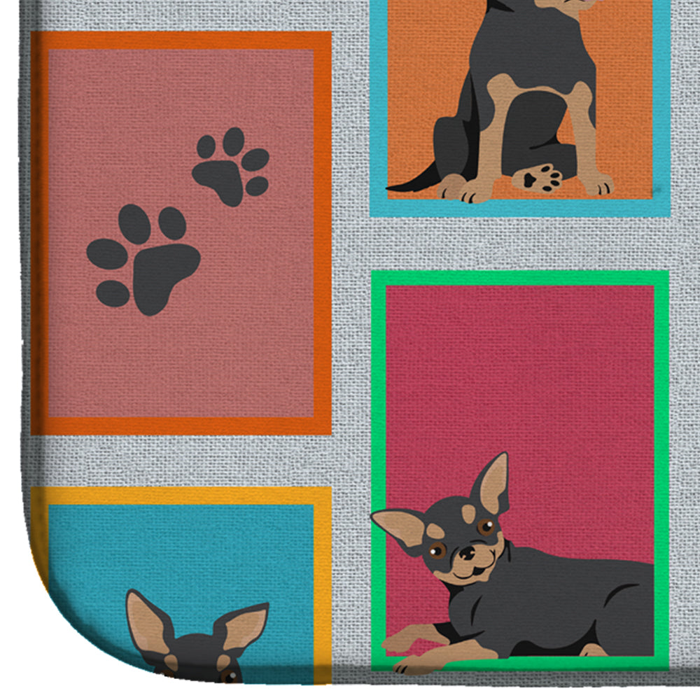 Lots of Black and Tan Chihuahua Dish Drying Mat