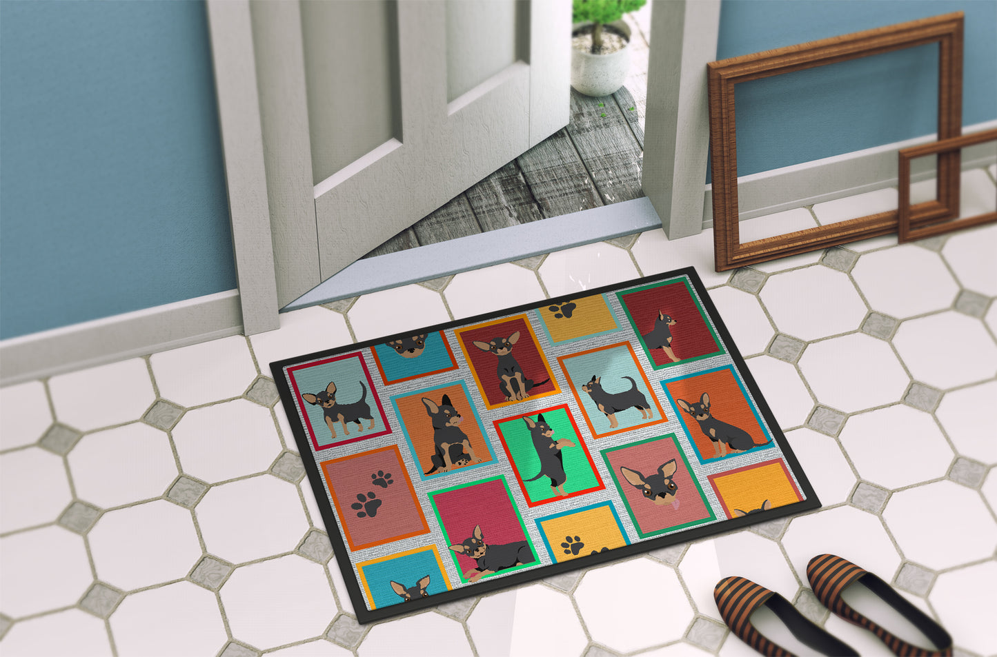 Lots of Black and Tan Chihuahua Doormat