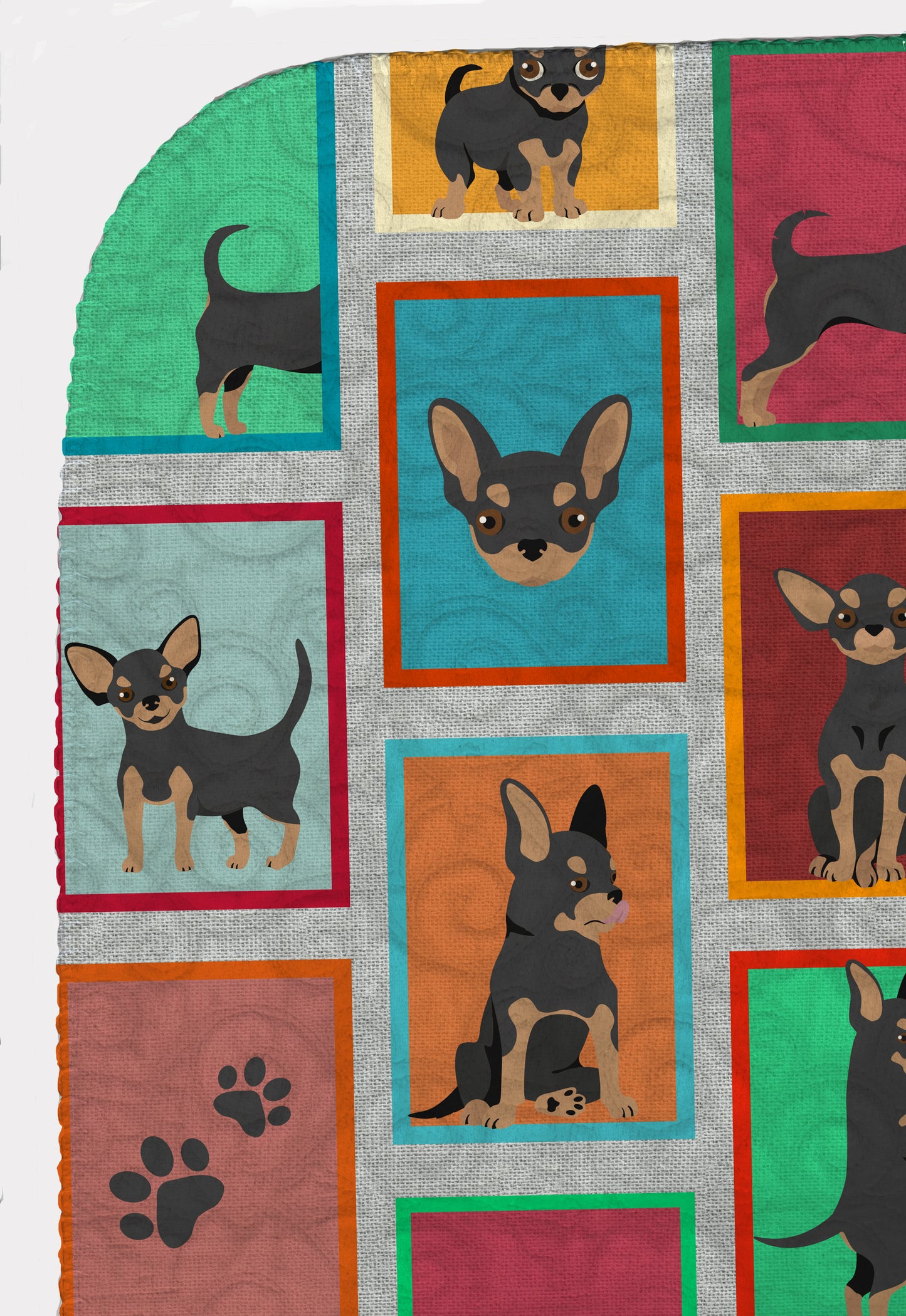 Lots of Black and Tan Chihuahua Quilted Blanket 50x60