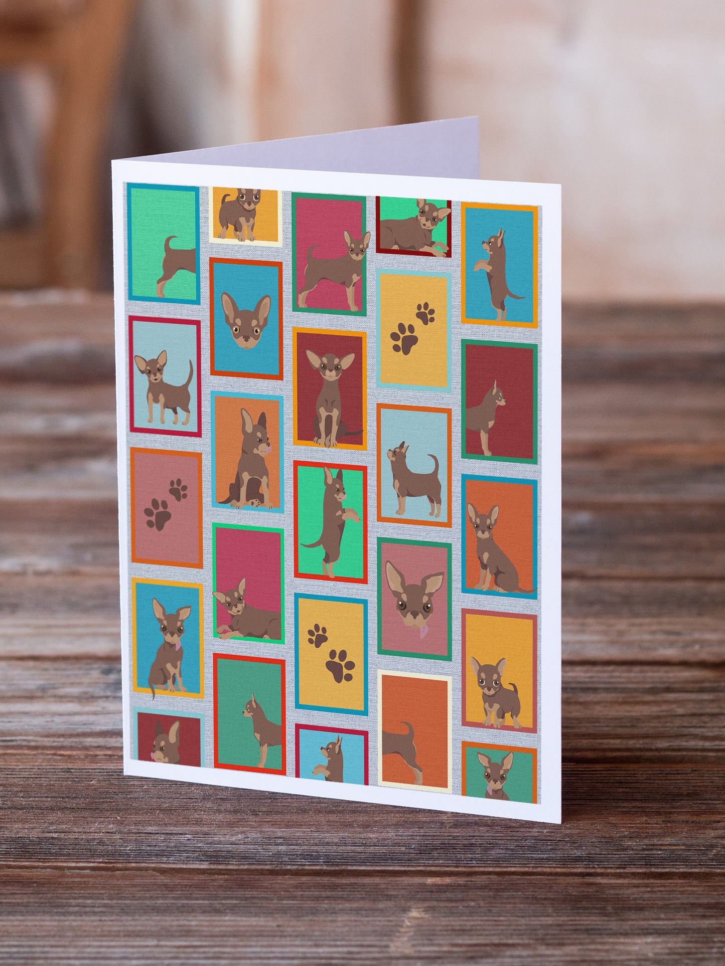 Lots of Chocolate Chihuahua Greeting Cards Pack of 8