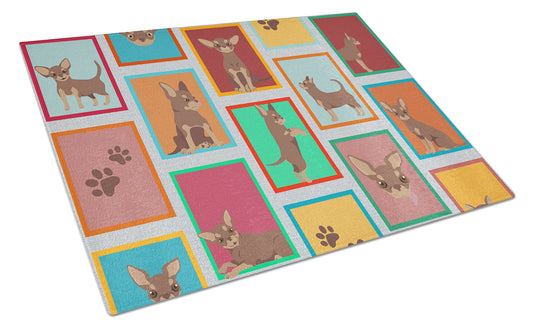 Buy this Lots of Chocolate Chihuahua Glass Cutting Board