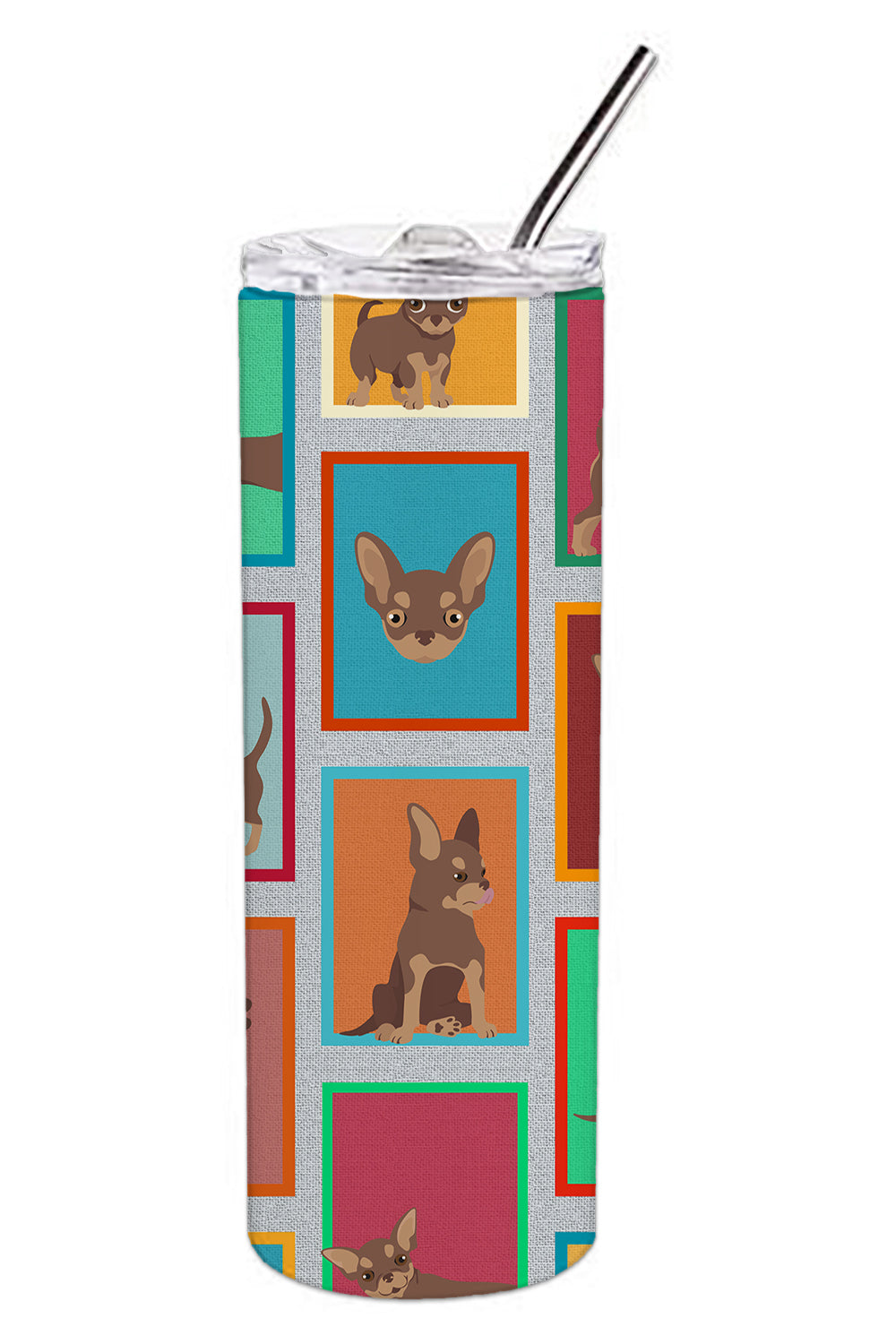 Lots of Chocolate Chihuahua Stainless Steel Skinny Tumbler