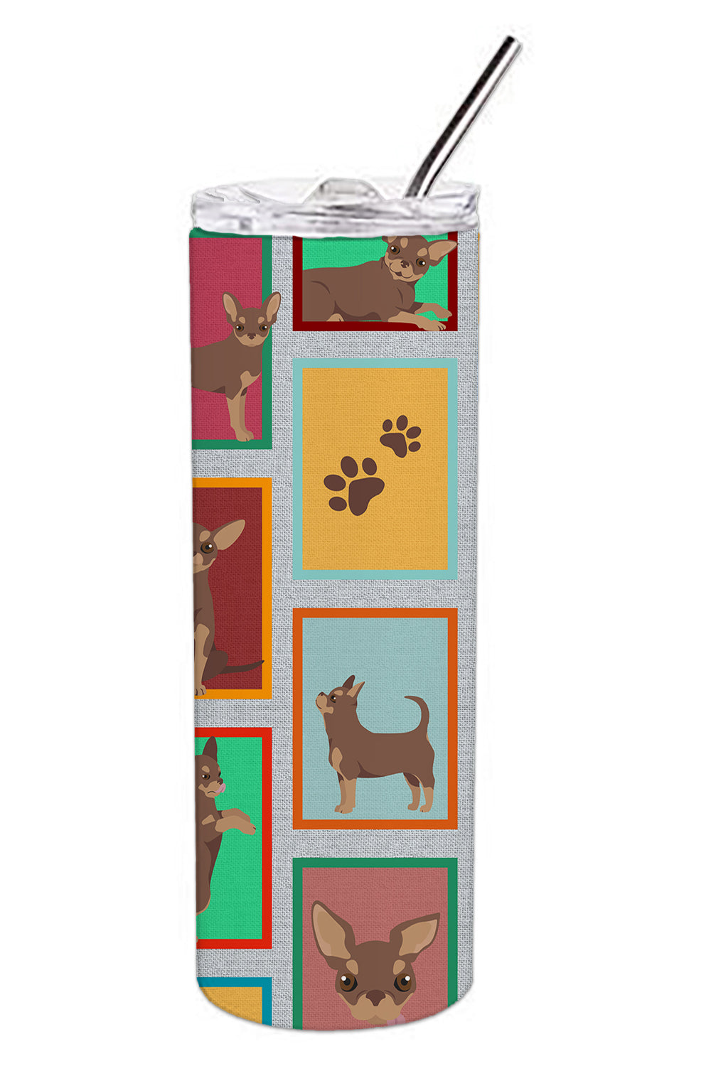 Lots of Chocolate Chihuahua Stainless Steel Skinny Tumbler