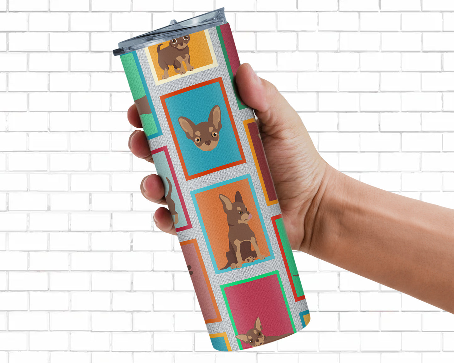 Lots of Chocolate Chihuahua Stainless Steel Skinny Tumbler