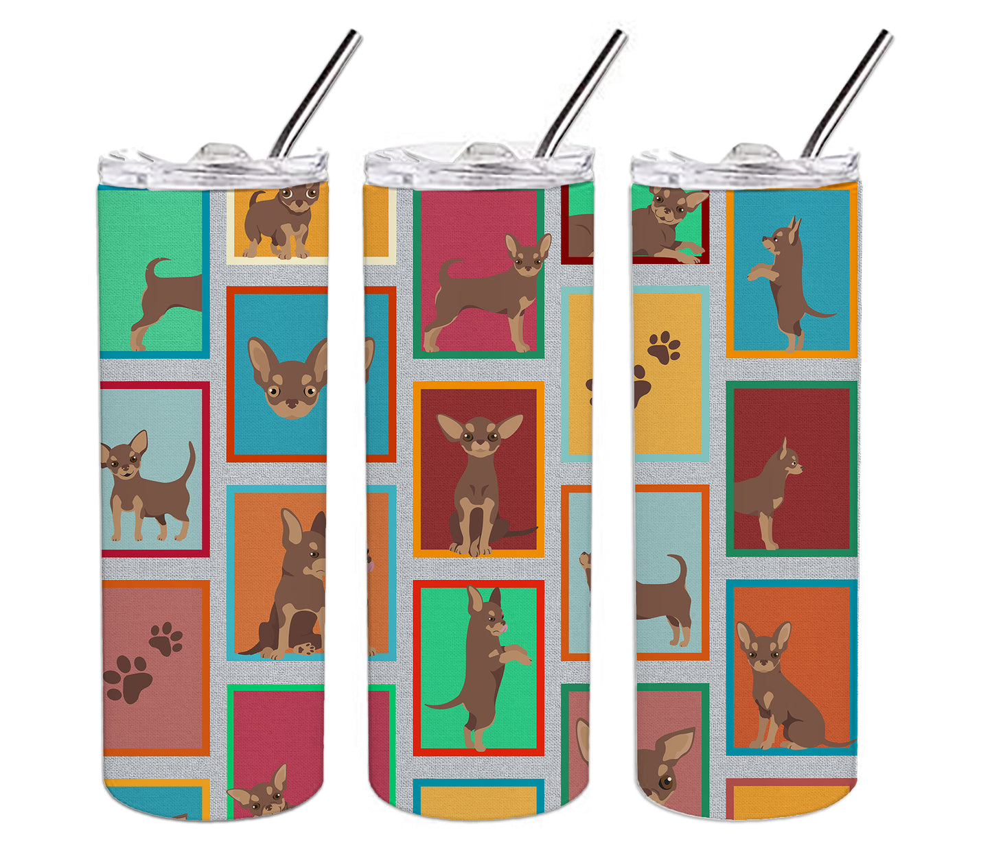 Lots of Chocolate Chihuahua Stainless Steel Skinny Tumbler