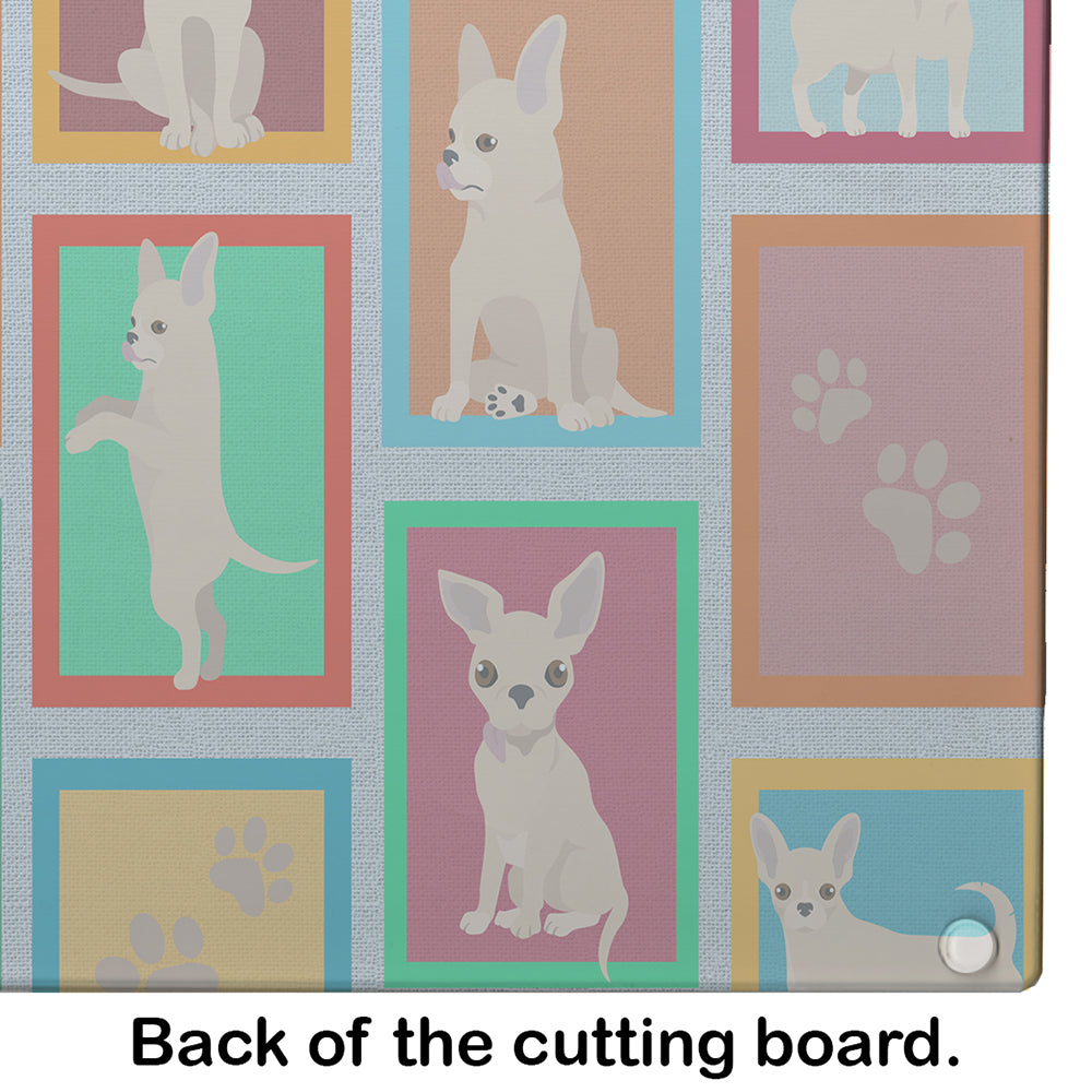 Lots of Cream Chihuahua Glass Cutting Board