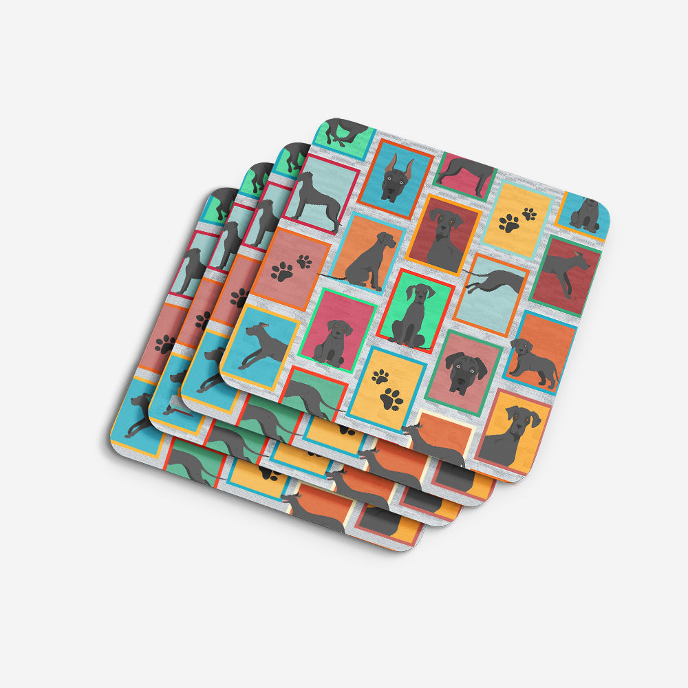 Lots of Black Great Dane Foam Coasters