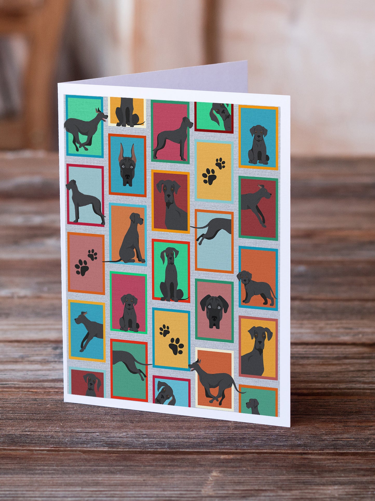 Lots of Black Great Dane Greeting Cards Pack of 8