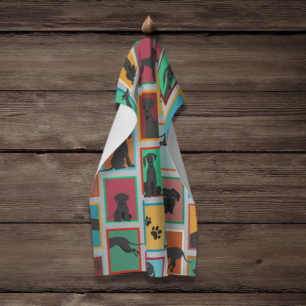 Lots of Black Great Dane Kitchen Towel