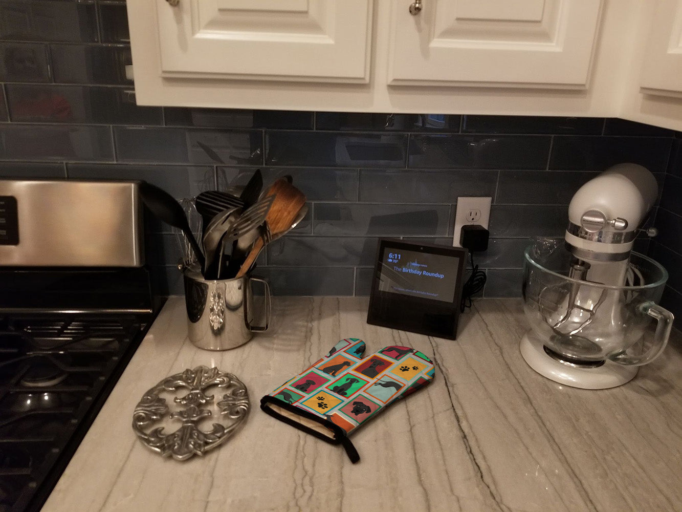 Lots of Black Great Dane Oven Mitt