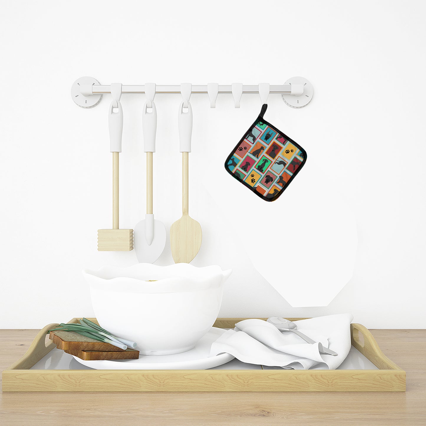 Lots of Black Great Dane Pair of Pot Holders