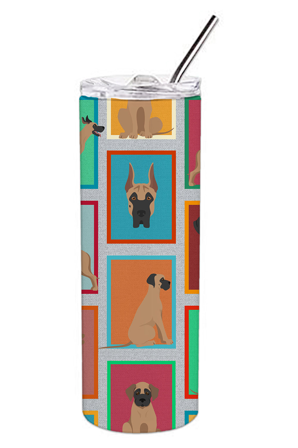 Lots of Fawn Great Dane Stainless Steel Skinny Tumbler