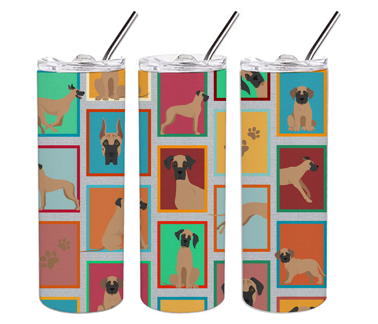 Lots of Fawn Great Dane Stainless Steel Skinny Tumbler