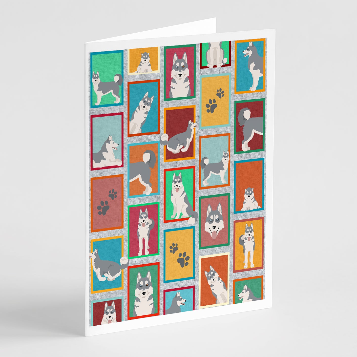 Buy this Lots of Grey Siberian Husky Greeting Cards Pack of 8