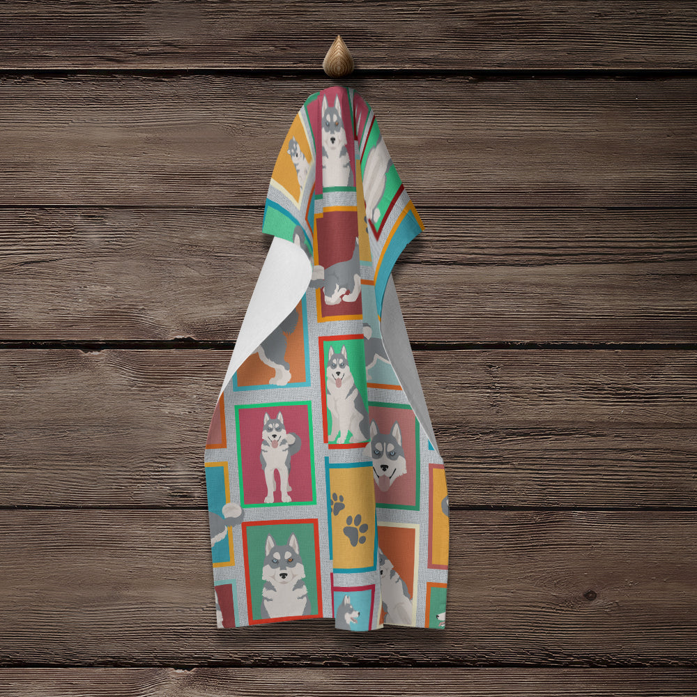 Lots of Grey Siberian Husky Kitchen Towel