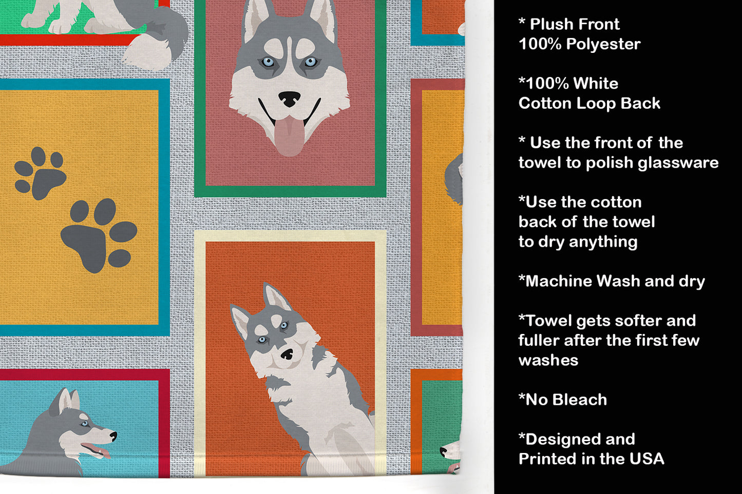 Lots of Grey Siberian Husky Kitchen Towel