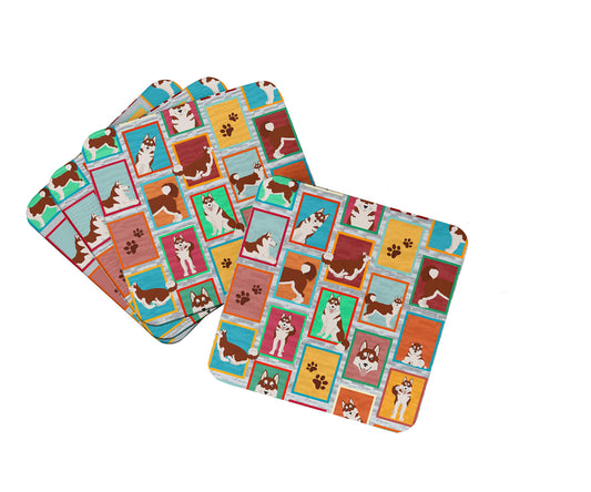 Buy this Lots of Red Siberian Husky Foam Coasters