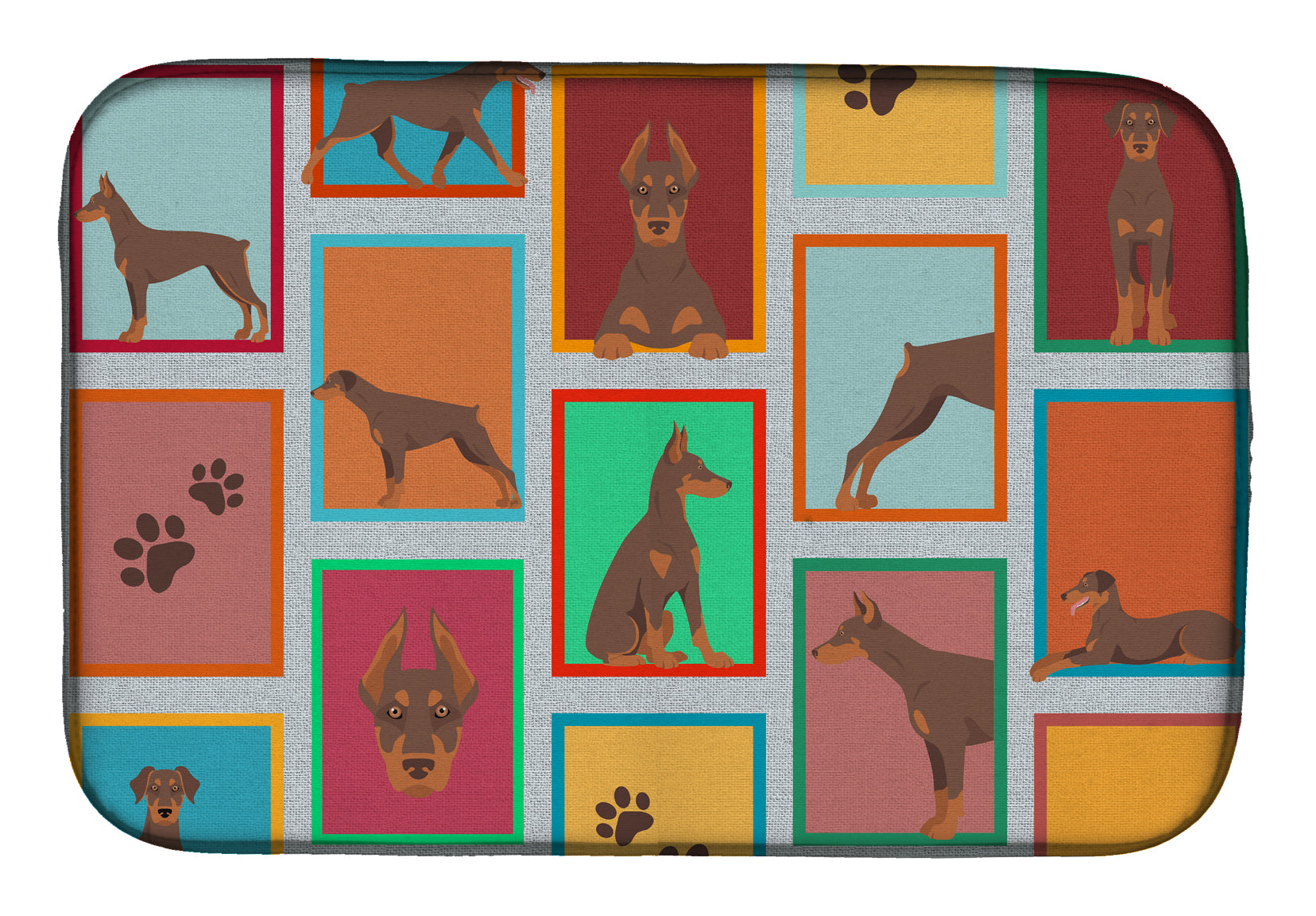 Buy this Lots of Red Doberman Pinscher Dish Drying Mat