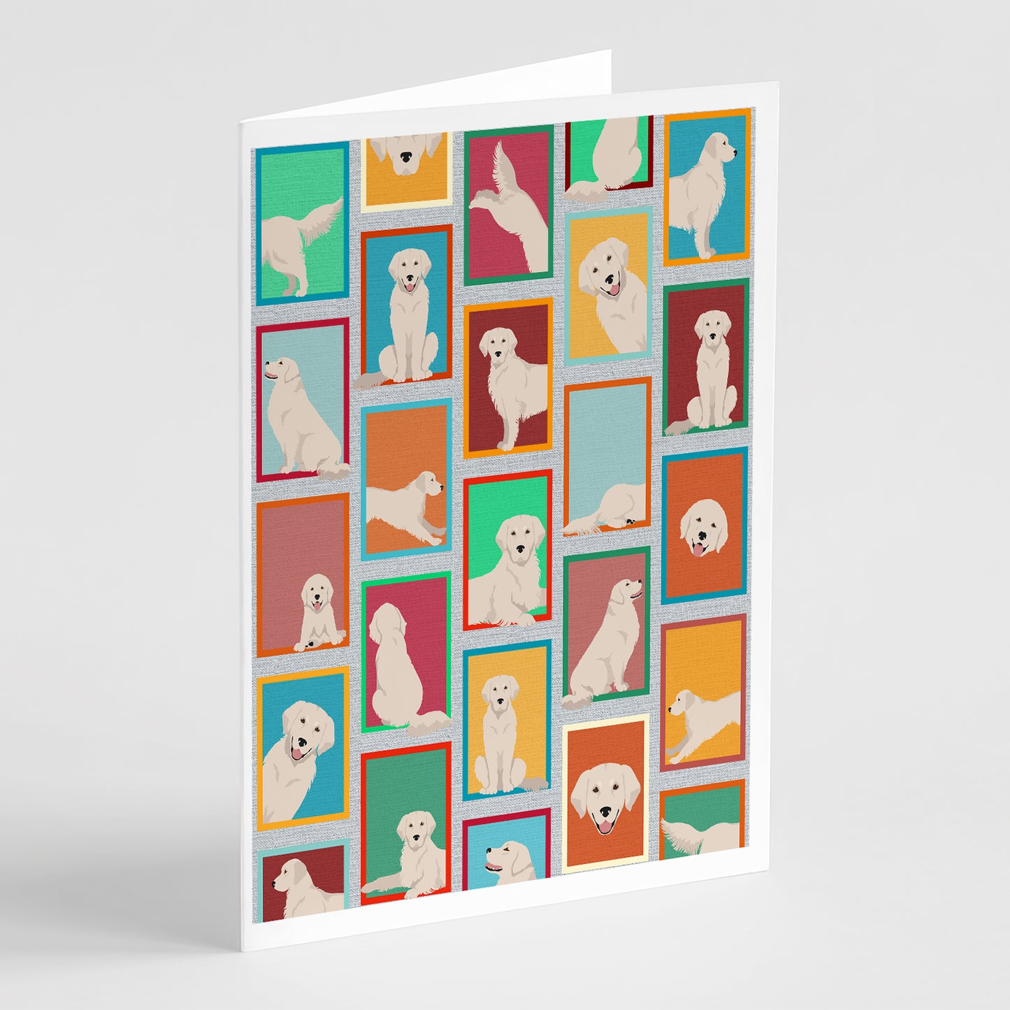 Buy this Lots of Cream Golden Retriever Greeting Cards Pack of 8