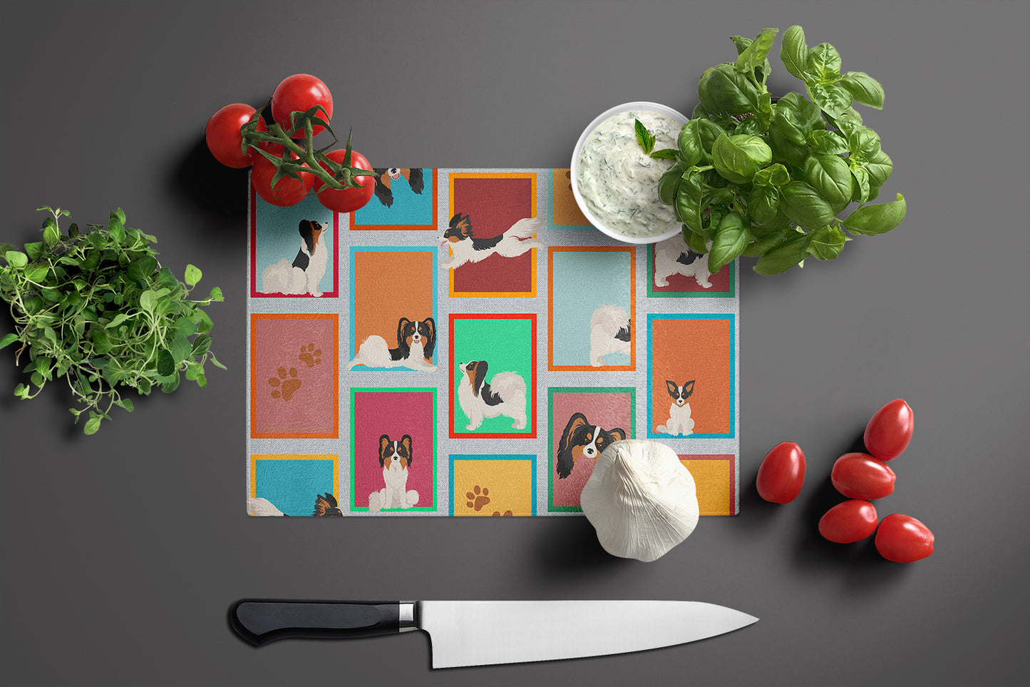 Lots of Tricolor Papillon Glass Cutting Board