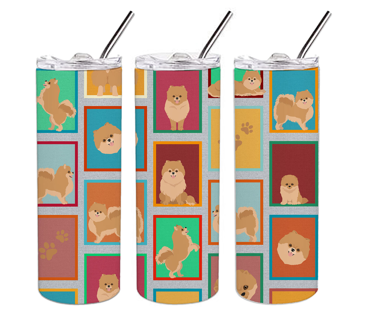 Lots of Orange Pomeranian Stainless Steel Skinny Tumbler