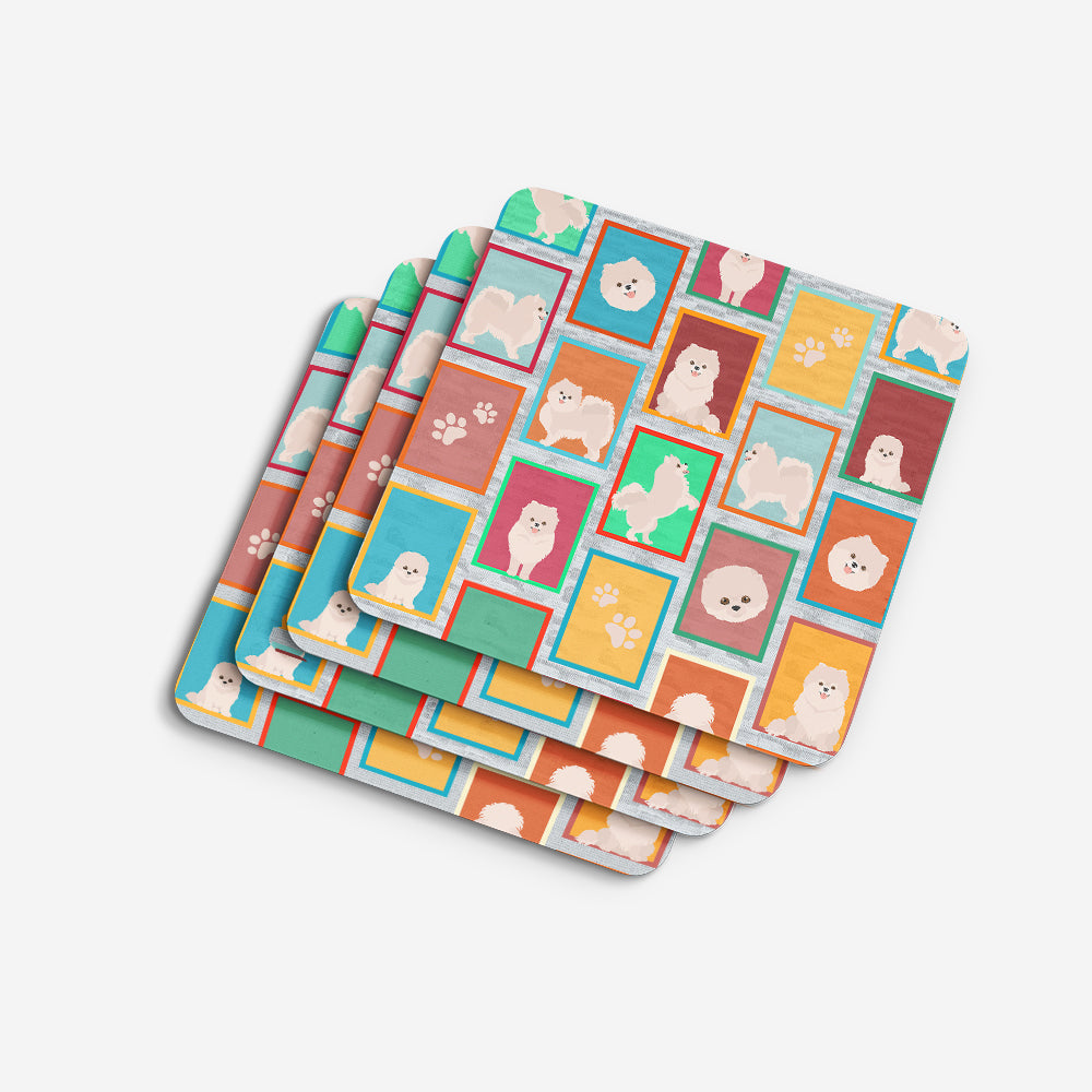 Lots of White Pomeranian Foam Coasters