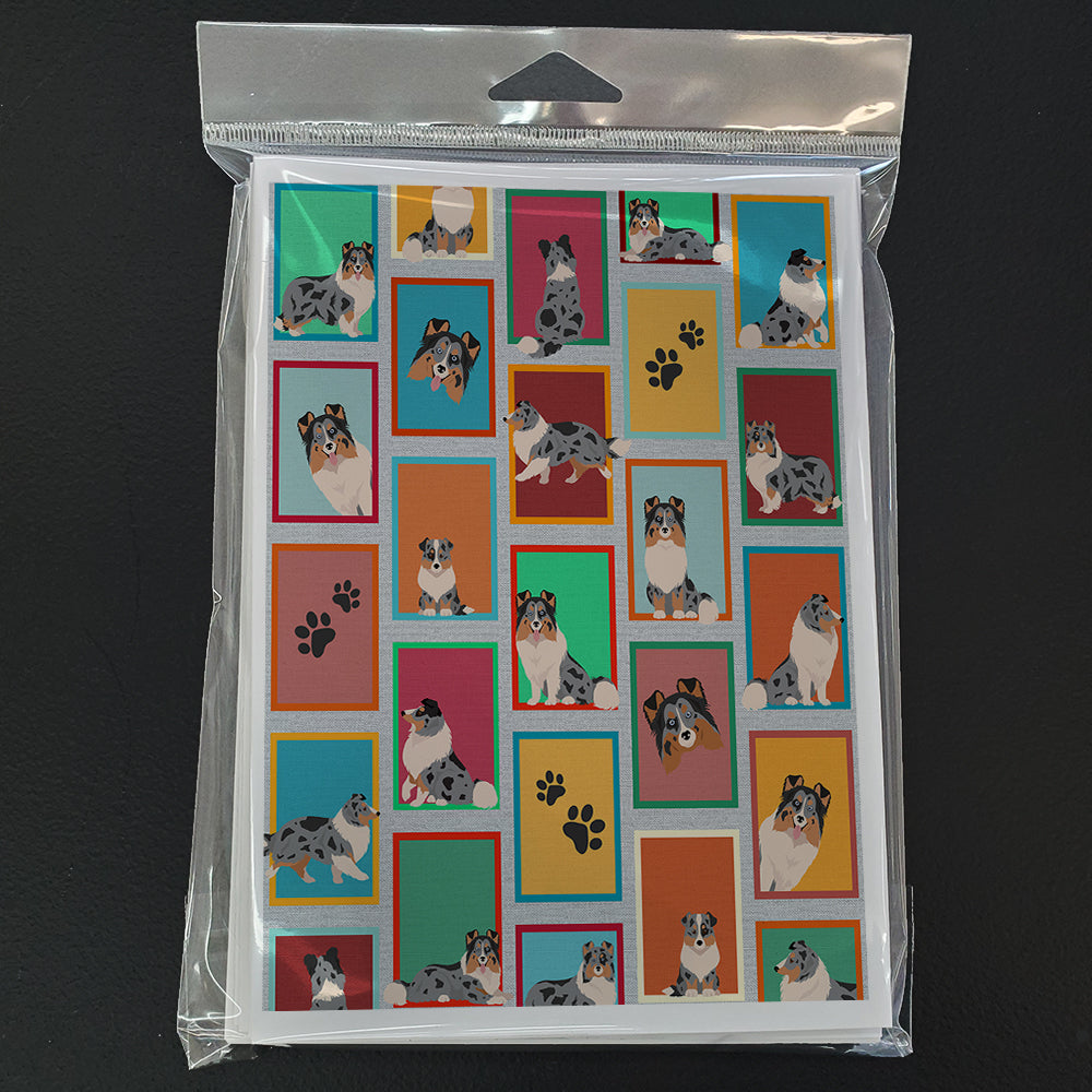 Lots of Blue Merle Sheltie Greeting Cards Pack of 8