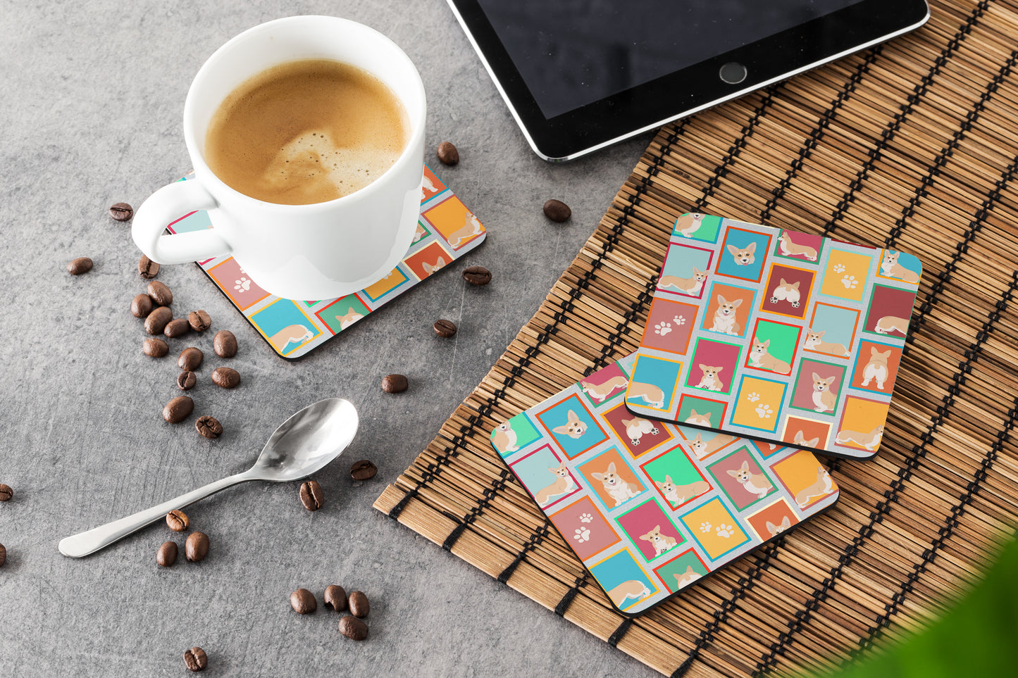 Lots of Fawn Pembroke Corgi Foam Coasters