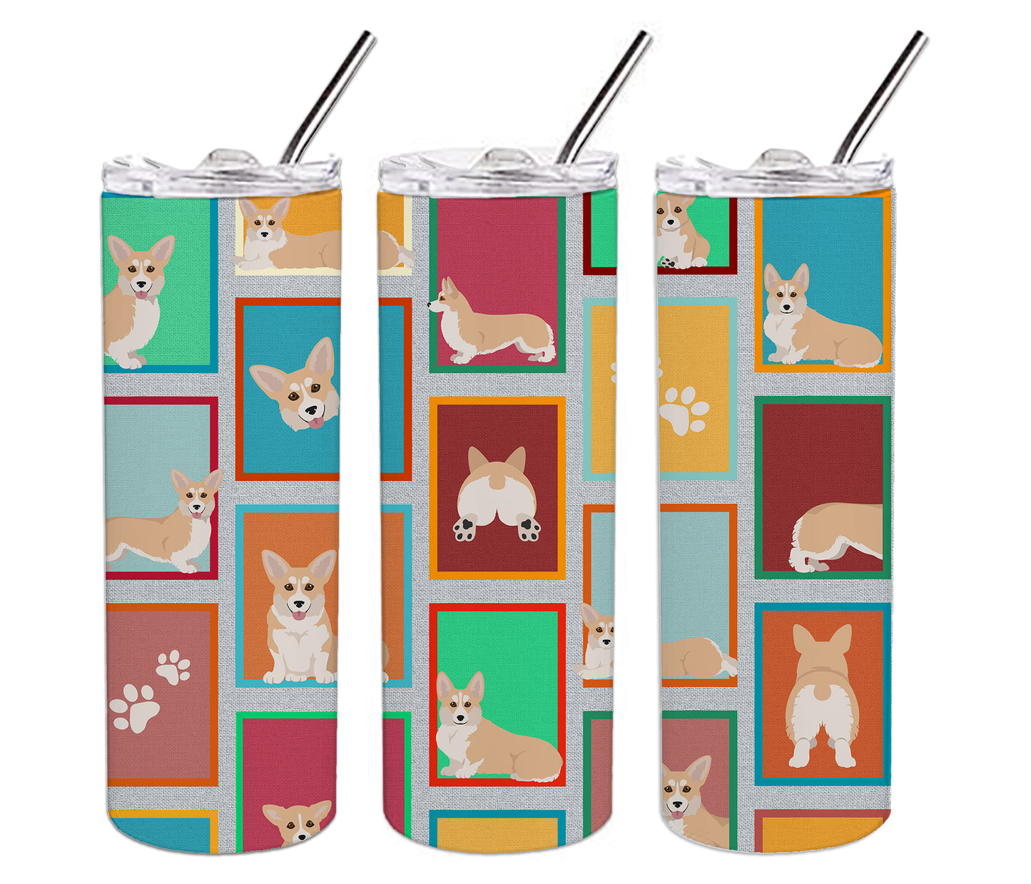 Lots of Fawn Pembroke Corgi Stainless Steel Skinny Tumbler