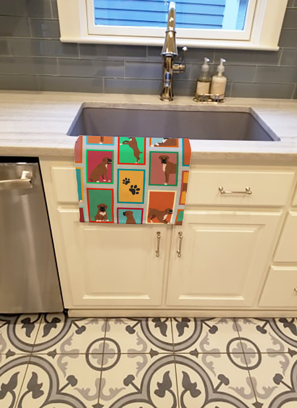 Lots of Black Face Boxer Kitchen Towel