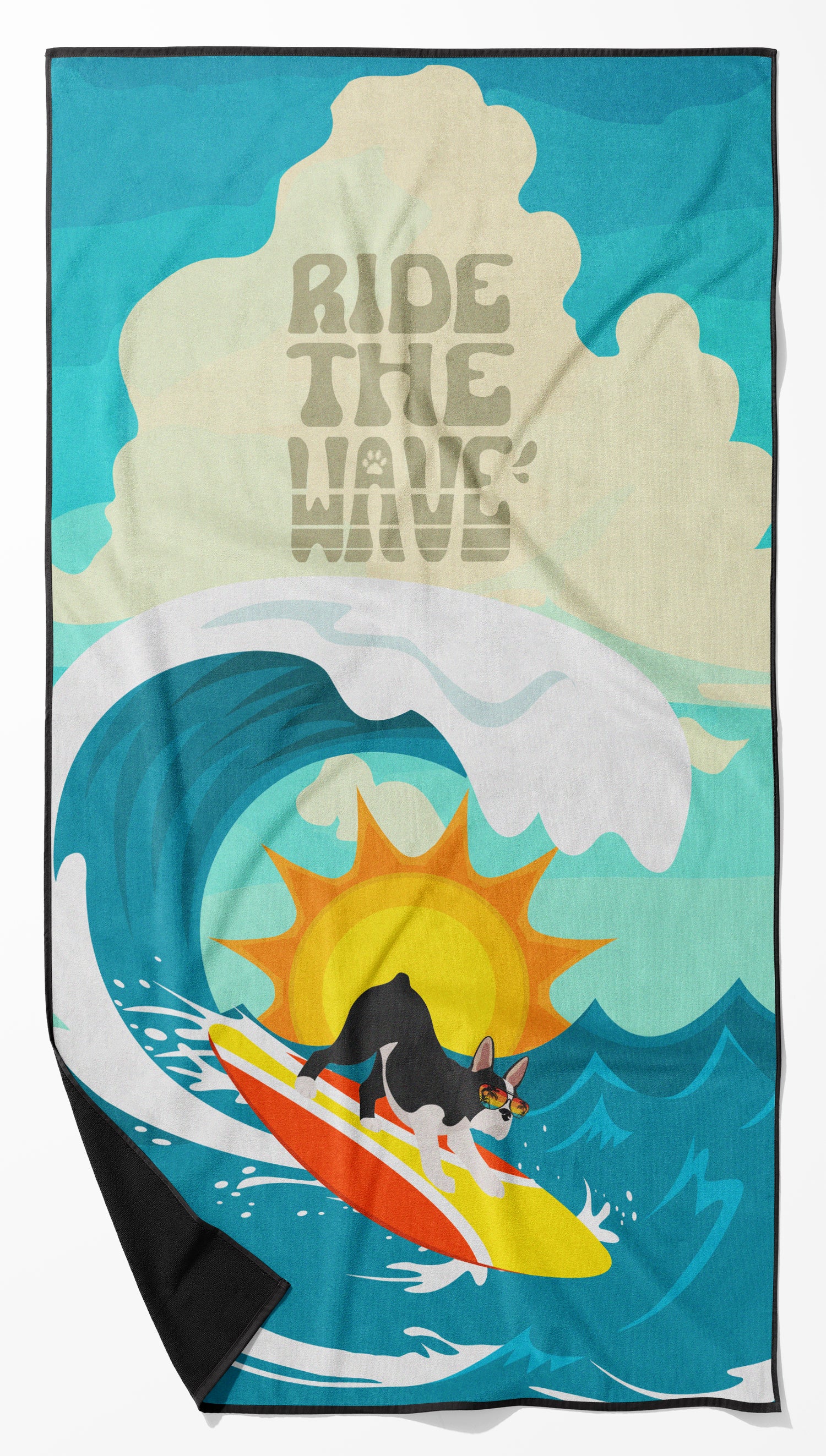 Buy this Surfer Dog Boston Terrier Premium Beach Towel
