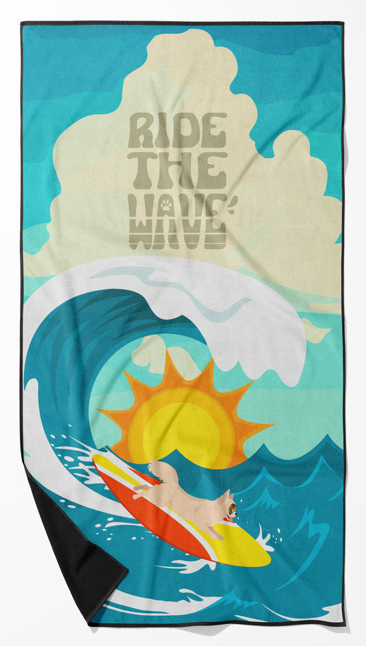 Buy this Surfer Dog Longhair White Chihuahua Premium Beach Towel